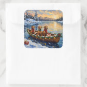 Rhodesian Ridgeback Christmas Boat Holiday Quadratischer Aufkleber (Tasche)