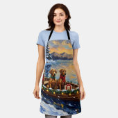 Rhodesian Ridgeback Christmas Boat Holiday Schürze (Getragen)