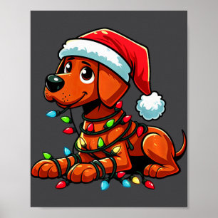 Rhodesian Ridgeback Christmas Lights Dog Funny Xma Poster