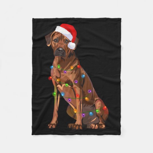 Rhodesian Ridgeback Christmas Lights Xmas Dog Love Fleecedecke (Vorderseite)