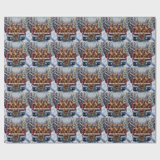 Rhodesian Ridgeback Christmas Red Truck Holiday Geschenkpapier (Flach)