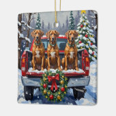 Rhodesian Ridgeback Christmas Red Truck Holiday Keramikornament (Links)