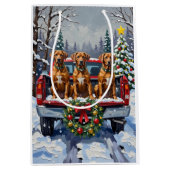 Rhodesian Ridgeback Christmas Red Truck Holiday Mittlere Geschenktüte (Vorderseite)