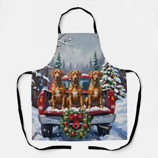 Rhodesian Ridgeback Christmas Red Truck Holiday Schürze (Vorderseite)