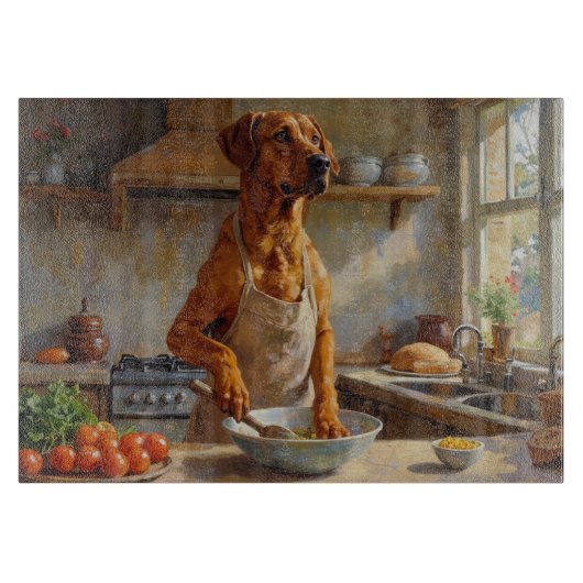 Rhodesian Ridgeback Cooking in Kitchen Schneidebrett (Vorderseite)
