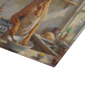 Rhodesian Ridgeback Cooking in Kitchen Schneidebrett (Ecke)