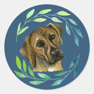Rhodesian Ridgeback Dog Aquarellmalerei Runder Aufkleber