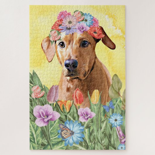 Rhodesian Ridgeback Dog Blume Puzzle (Vertikal)