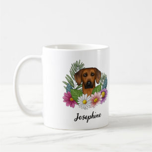 Rhodesian Ridgeback Dog Blume und Name Kaffeetasse