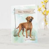 Rhodesian Ridgeback Dog Breed Under Birthday Sign Karte (Gelbe Blume)