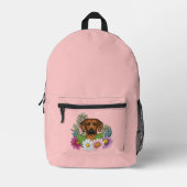 Rhodesian Ridgeback Dog Colorful Blume Rosa Bedruckter Rucksack (Vorderseite)