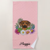 Rhodesian Ridgeback Dog Colorful Blume Rosa Strandtuch (Vorderseite)