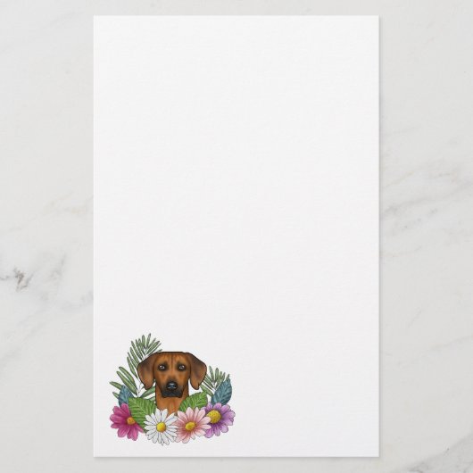 Rhodesian Ridgeback Dog Colorful Wildblumen Briefpapier (Vorderseite)
