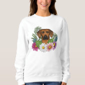 Rhodesian Ridgeback Dog Colorful Wildblumen Sweatshirt (Vorderseite)