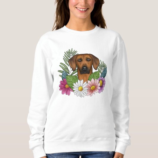 Rhodesian Ridgeback Dog Colorful Wildblumen Sweatshirt (Vorderseite)