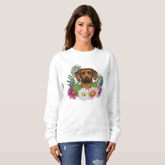 Rhodesian Ridgeback Dog Colorful Wildblumen Sweatshirt (Vorne ganz)