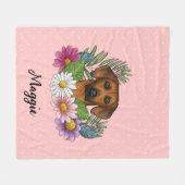 Rhodesian Ridgeback Dog Farbige Wildblumen Rosa Fleecedecke (Vorderseite (Horizontal))