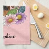 Rhodesian Ridgeback Dog Farbige Wildblumen Rosa Geschirrtuch (Viertel Falte)