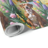Rhodesian Ridgeback Dog Frühlingsblumen Malerei Geschenkpapier (Rolleneckpunkt)