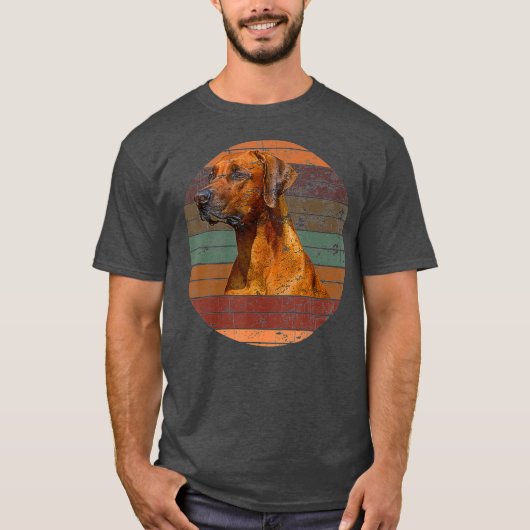 Rhodesian Ridgeback Dog Geschenk Retro Sunset T-Shirt (Vorderseite)