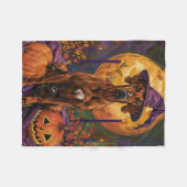 Rhodesian Ridgeback Dog Halloween Hexenkürbis Fleecedecke (Vorderseite (Horizontal))