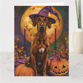 Rhodesian Ridgeback Dog Halloween Hexenkürbis Karte (Vorderseite)
