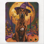 Rhodesian Ridgeback Dog Halloween Hexenkürbis Mousepad (Vorne)