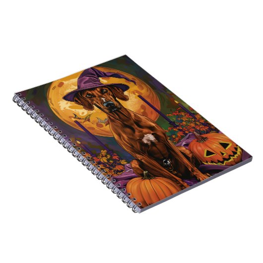 Rhodesian Ridgeback Dog Halloween Hexenkürbis Notizblock (Rechte Seite)