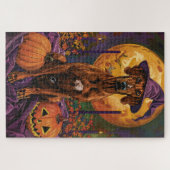 Rhodesian Ridgeback Dog Halloween Hexenkürbis Puzzle (Horizontal)