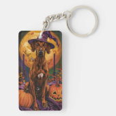 Rhodesian Ridgeback Dog Halloween Hexenkürbis Schlüsselanhänger (Rückseite)
