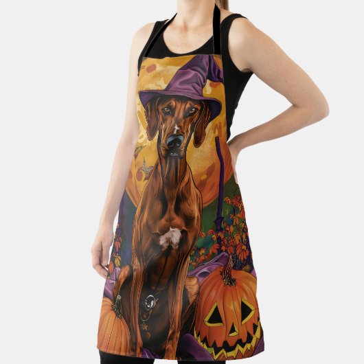 Rhodesian Ridgeback Dog Halloween Hexenkürbis Schürze (InSitu)