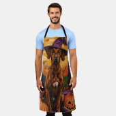 Rhodesian Ridgeback Dog Halloween Hexenkürbis Schürze (Getragen)