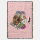 Rhodesian Ridgeback Dog Head Summer Florals Pink Decke (Vorderseite Vertikal)