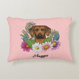Rhodesian Ridgeback Dog Head Summer Florals Pink Dekokissen