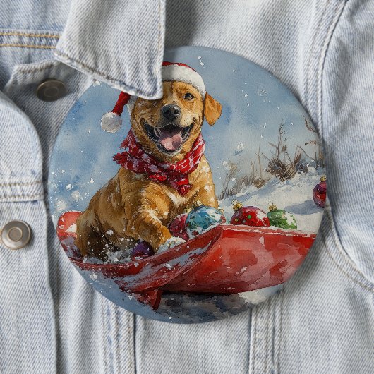 Rhodesian Ridgeback Dog in Sledge Weihnachten Button (Beispiel)