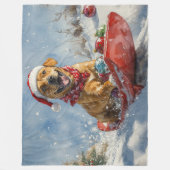 Rhodesian Ridgeback Dog in Sledge Weihnachten Fleecedecke (Vorderseite)