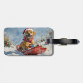 Rhodesian Ridgeback Dog in Sledge Weihnachten Gepäckanhänger (Rückseite horizontal)