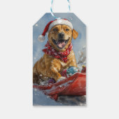 Rhodesian Ridgeback Dog in Sledge Weihnachten Geschenkanhänger (Rückseite)