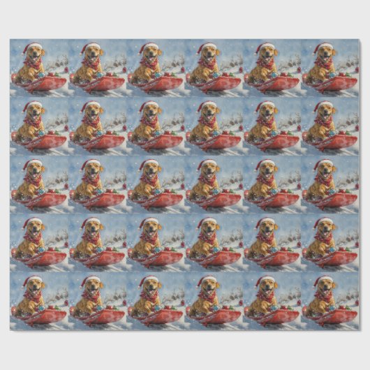 Rhodesian Ridgeback Dog in Sledge Weihnachten Geschenkpapier (Flach)