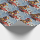 Rhodesian Ridgeback Dog in Sledge Weihnachten Geschenkpapier (Ecke)