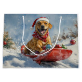 Rhodesian Ridgeback Dog in Sledge Weihnachten Große Geschenktüte (Vorderseite)
