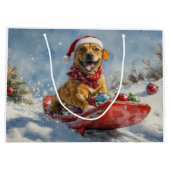 Rhodesian Ridgeback Dog in Sledge Weihnachten Große Geschenktüte (Rückseite)