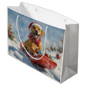 Rhodesian Ridgeback Dog in Sledge Weihnachten Große Geschenktüte (Rückseite Schrägansicht)