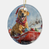 Rhodesian Ridgeback Dog in Sledge Weihnachten Keramik Ornament (Links)
