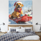 Rhodesian Ridgeback Dog in Sledge Weihnachten Leinwanddruck (Insitu (Schlafzimmer))