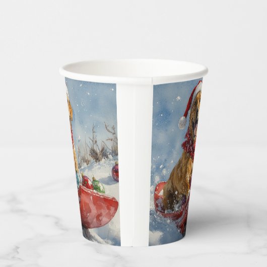 Rhodesian Ridgeback Dog in Sledge Weihnachten Pappbecher (Rechts)