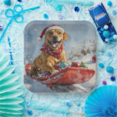 Rhodesian Ridgeback Dog in Sledge Weihnachten Pappteller (Party)