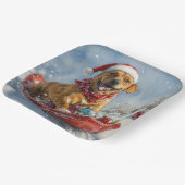 Rhodesian Ridgeback Dog in Sledge Weihnachten Pappteller (Gewinkelt)