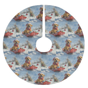 Rhodesian Ridgeback Dog in Sledge Weihnachten Polyester Weihnachtsbaumdecke