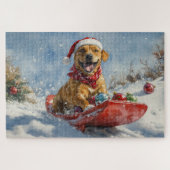 Rhodesian Ridgeback Dog in Sledge Weihnachten Puzzle (Horizontal)